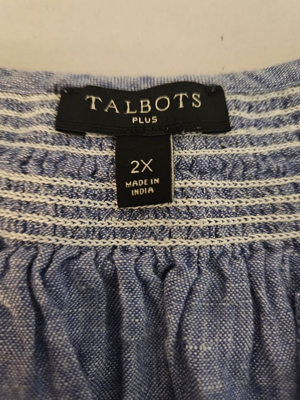 Talbots 100% Linen Embroidered Boho V Neck Peasant Short Sleeve Relaxed Boxy Top - Picture 8 of 10